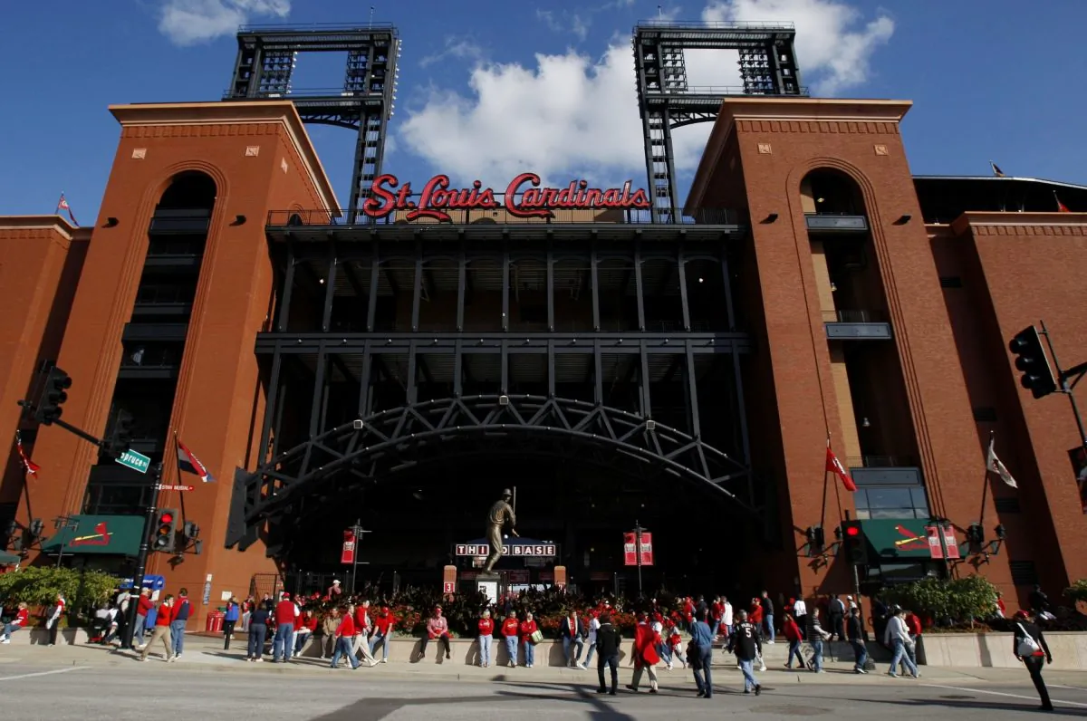 An exterior view of St. Louis Cardinals Busch Stadium, Missouri, on Oct. 10, 2009. (Martinez/Getty Images)