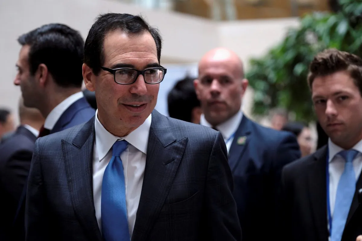 U.S. Treasury Secretary Steven Mnuchin leaves the G-20 Finance Ministers and Central Bank Governors' meeting at the IMF and World Bank's 2019 Annual Spring Meetings, in Washington, D.C. on April 12, 2019. (James Lawler Duggan/Reuters)