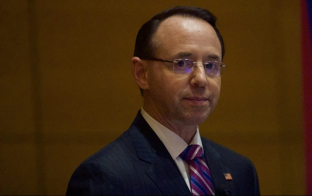 Former Deputy Attorney General Rod J. Rosenstein speaks at the Wharton School at the University of Pennsylvania on Feb. 21, 2019. (Mark Makela/Getty Images)