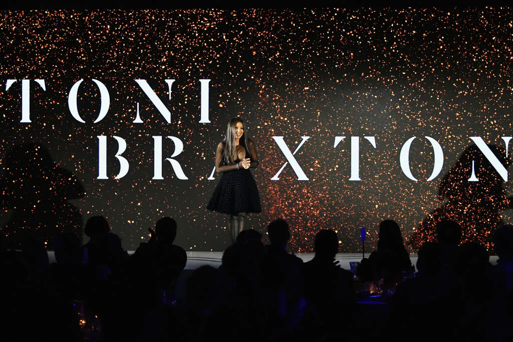 Toni Braxton speaking in New York on March 15, 2018. (Dia Dipasupil/Getty Images for A+E)