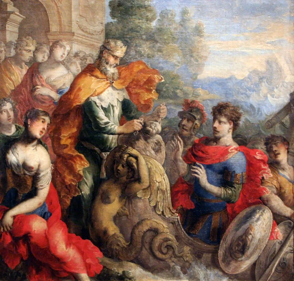 “Aeolus Giving the Winds to Odysseus,” by Isaac Moillon (1614–1673). Design for a tapestry. Musée de Tessé. (PD-US expired)