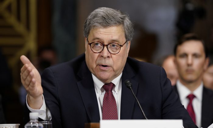 Attorney General William Barr testifies before a Senate Judiciary Committee hearing on "the Justice Department's investigation of Russian interference with the 2016 presidential election" on Capitol Hill in Washington, on May 1, 2019. (Aaron Bernstein/Reuters)