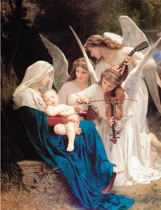 A detail from “The Virgin With Angels (Song of Angels),” 1881, by William Bouguereau. Oil, 84 inches by 60 inches. Forest Lawn Museum, California. (Public Domain)
