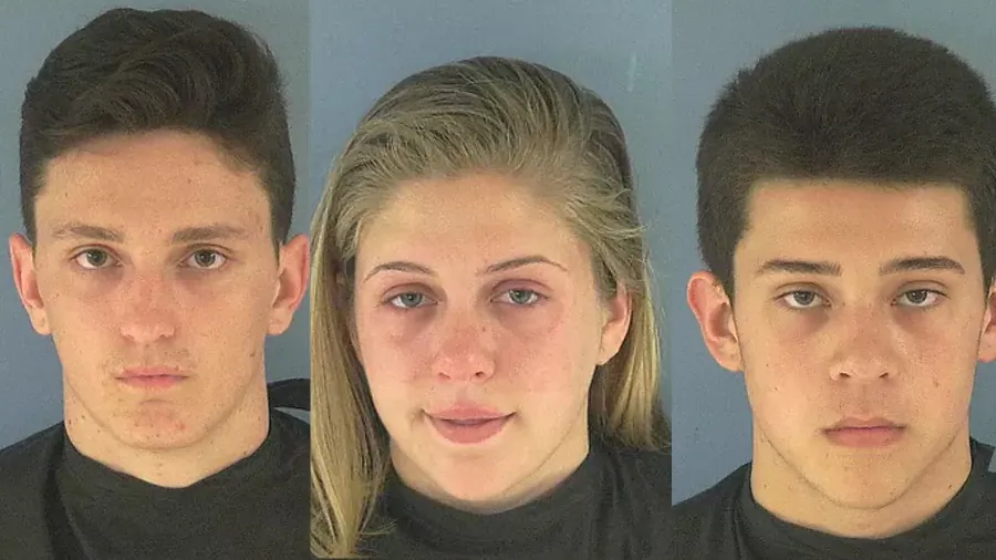 Molly Spearow, 16, Alex Armstrong, 17, Logan Pope, 17 were arrested on felony charges for spitting into deputies food. (Okeechobee County Sheriff's Office)