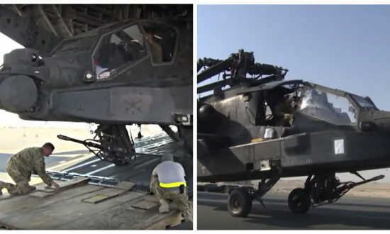 Unloading AH-64 Apache Helicopters from C-17 Globemaster III
