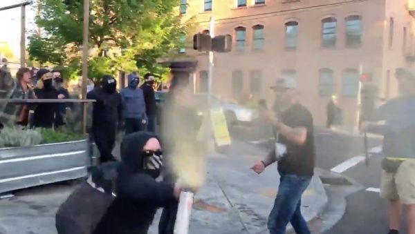 antifa pepper sprays people