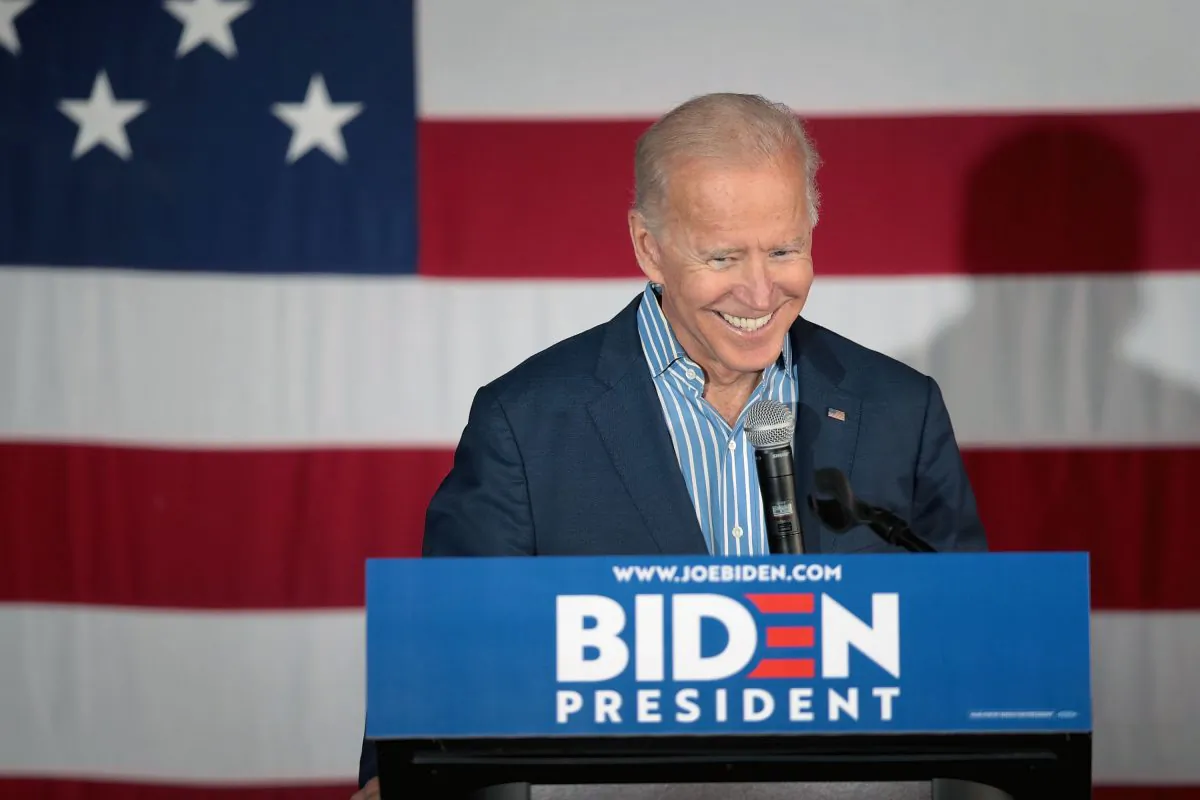Democratic presidential candidate and former vice president Joe Biden speaks during a campaign event at Big Grove Brewery and Taproom in Iowa City, Iowa, on May 1, 2019. (Scott Olson/Getty Images)
