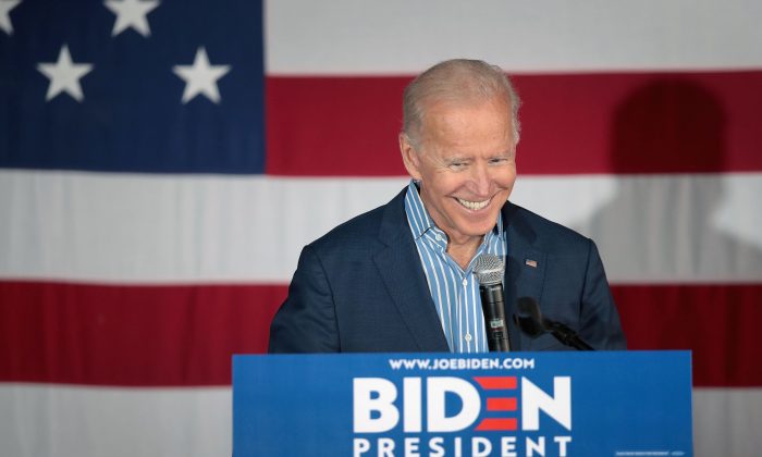 Democratic presidential candidate and former Vice President Joe Biden during a campaign event at Big Grove Brewery and Taproom, on May 1, 2019 in Iowa City, Iowa. (Scott Olson/Getty Images)