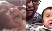 Hilarious Dad Gives Crying Newborn a Taste of His Own Medicine
