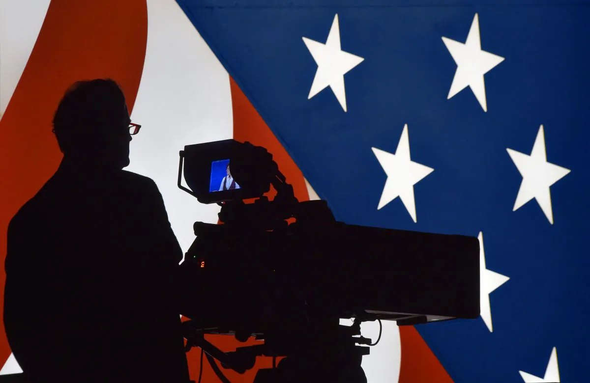 A cameraman in Las Vegas, Nevada, on Oct. 19, 2016. (PAUL J. RICHARDS/AFP/Getty Images)