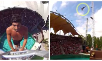 Video: Daredevil Plunges From 82-foot Handstand