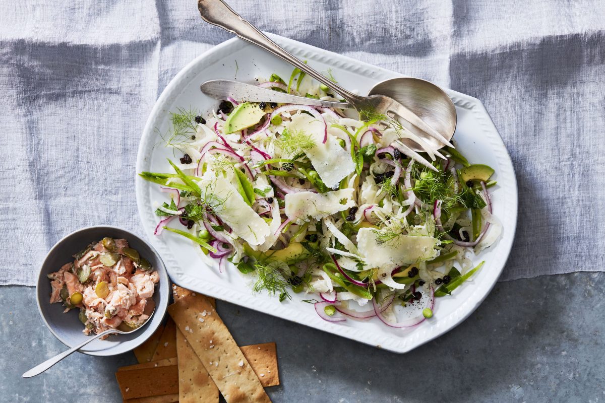 Shaved fennel salad with avocado and spring peas. (Linda Pugliese)