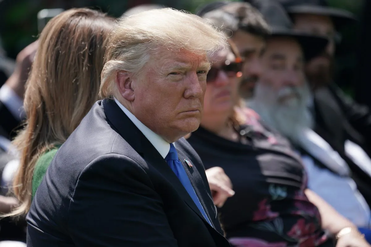 President Donald Trump hosts a National Day of Prayer service in the Rose Garden at the White House in Washington on May 2, 2019. (Chip Somodevilla/Getty Images)