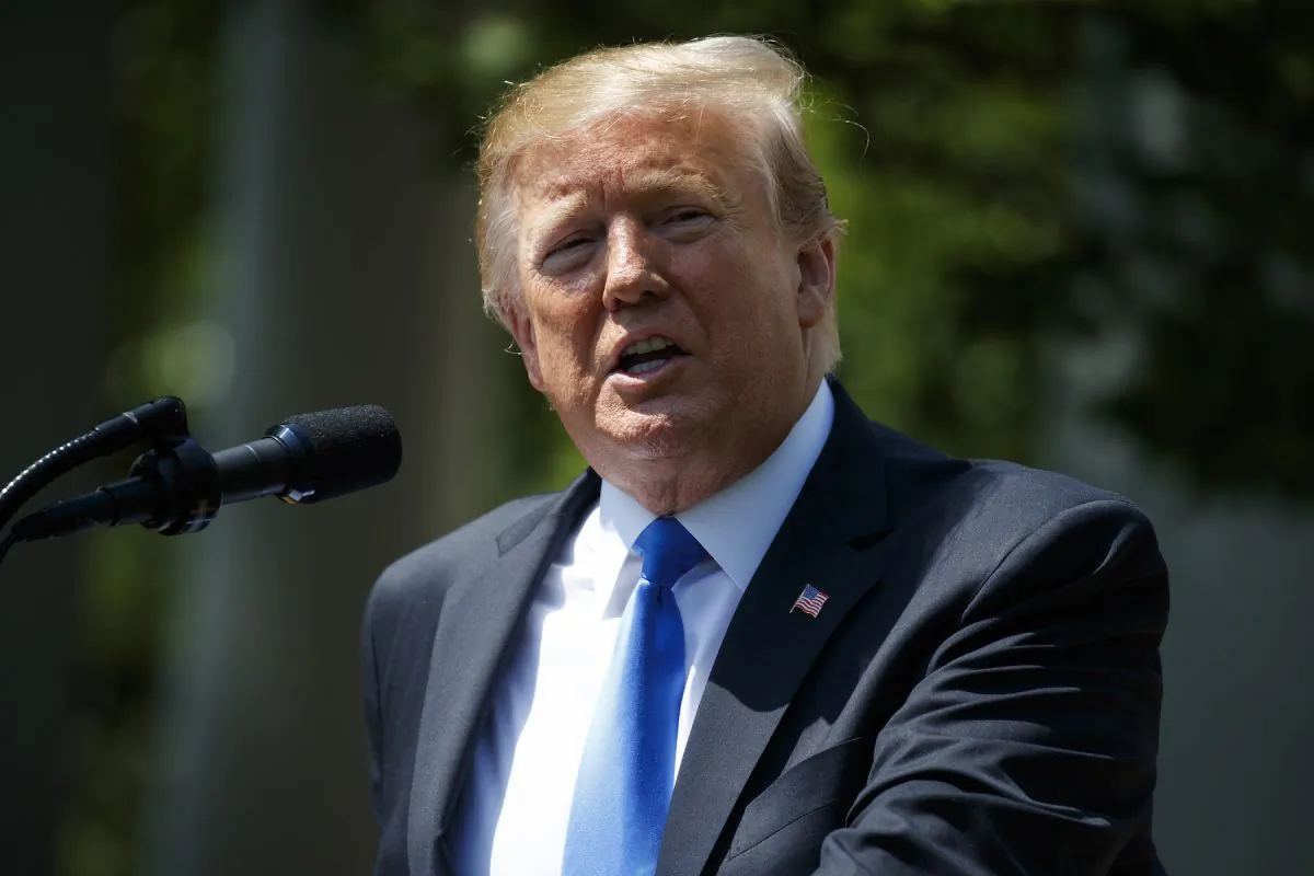 President Donald Trump speaks during a National Day of Prayer event in the Rose Garden of the White House in Washington, on May 2, 2019. (AP Photo/Evan Vucci)