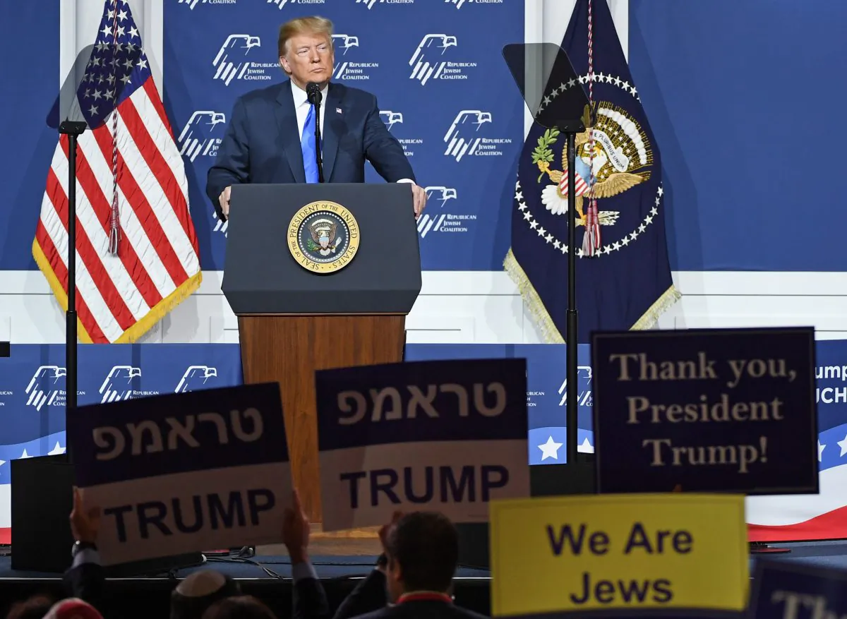 President Donald Trump speaks during the Republican Jewish Coalition's annual leadership meeting at The Venetian Las Vegas on April 6, 2019 in Las Vegas, Nevada. (Ethan Miller/Getty Images)