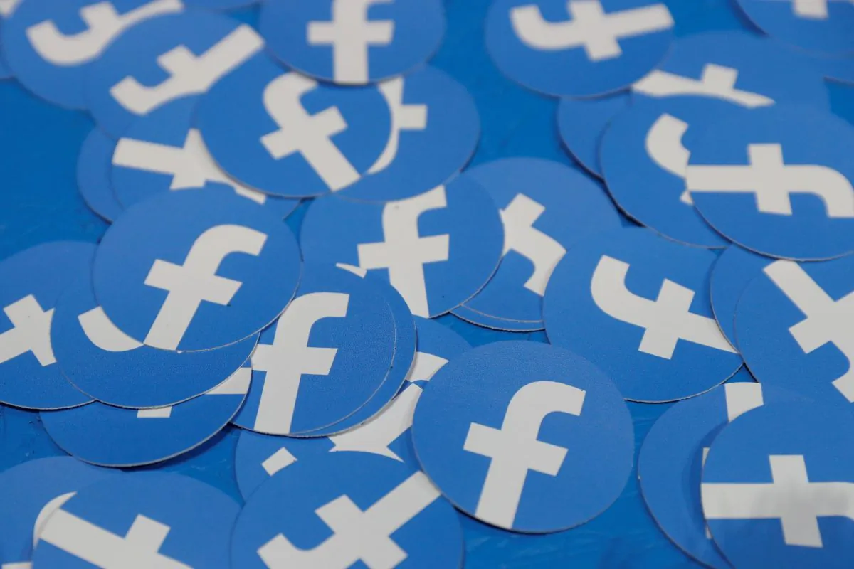 Stickers bearing the Facebook logo are pictured at Facebook Inc's F8 developers conference in San Jose, California, U.S. on April 30, 2019. (Stephen Lam/Reuters)