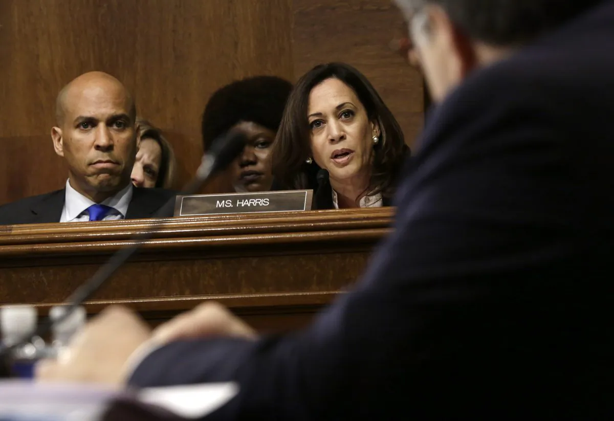 Sen. Kamala Harris (D-Calif.) speaks during Attorney General William Barr's testimony before the Senate Judiciary Committee on May 1, 2019. (Alex Wong/Getty Images)