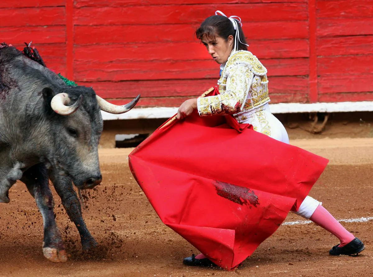 Mexican bullfighter Hilda Tenorio performs at Plaza Mexico bullring in Mexico City on Feb 28, 2010. (STR/AFP/Getty Images)