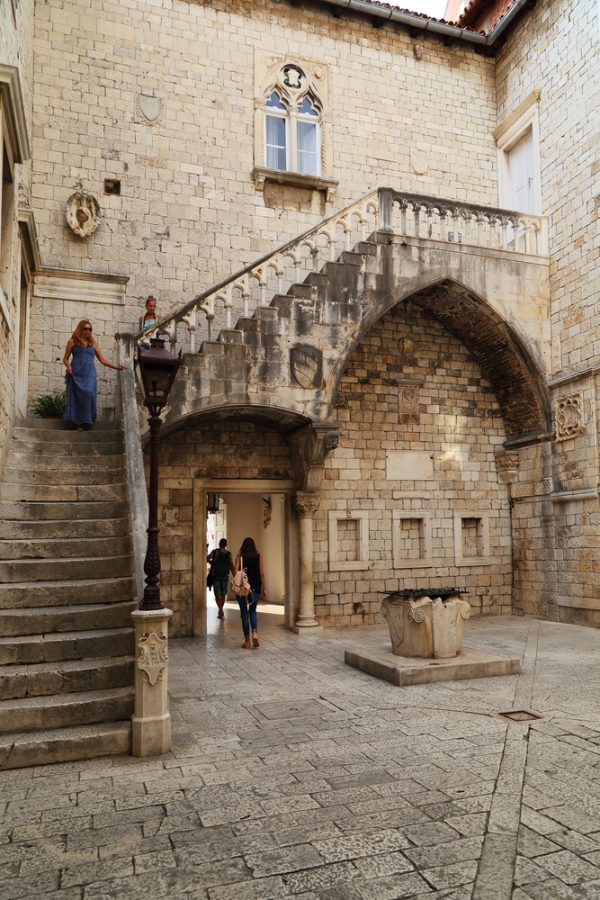 medieval courtyard in trogir croatia