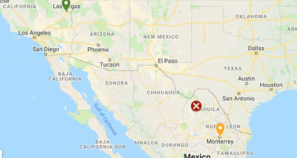 Fourteen people are dead after a plane leaving Las Vegas crashed in northern Mexico, according to reports. (Google Maps)