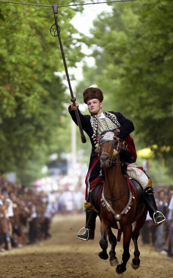 Croatian knight Mladen Vuckovic jousts f