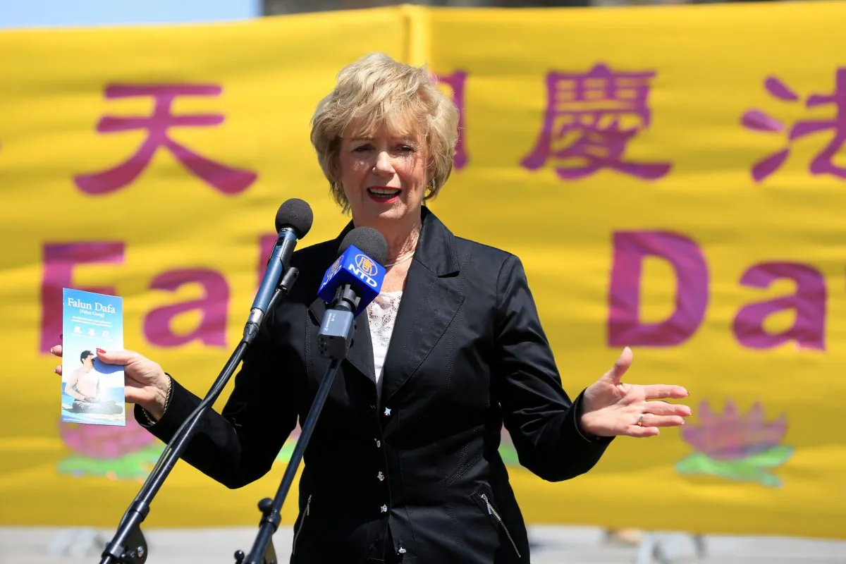 Liberal MP and co-chair of Parliamentary Friends of Falun Gong Judy Sgro speaks at the Falun Dafa Day celebration on Parliament Hill on May 9, 2018. Sgro was sent fake emails in 2018 impersonating Falun Gong practitioners and making irrational statements in an attempt to discredit the persecuted group. (The Epoch Times)