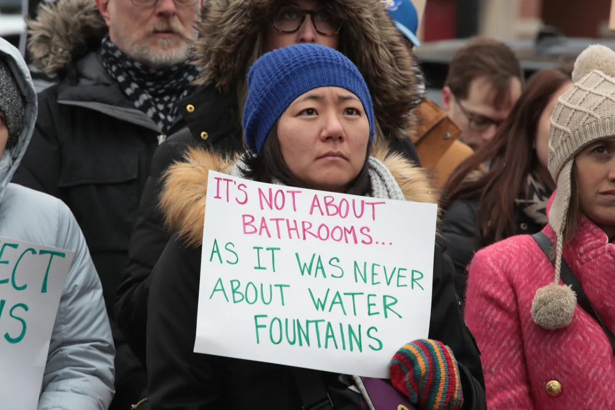 Demonstrators protest for transgender rights in Chicago, Illinois, on Feb. 25, 2017 (Scott Olson/Getty Images)