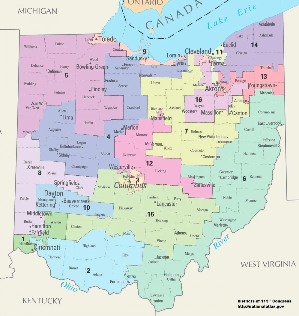 Ohio Congressional Districts. (Public Domain)