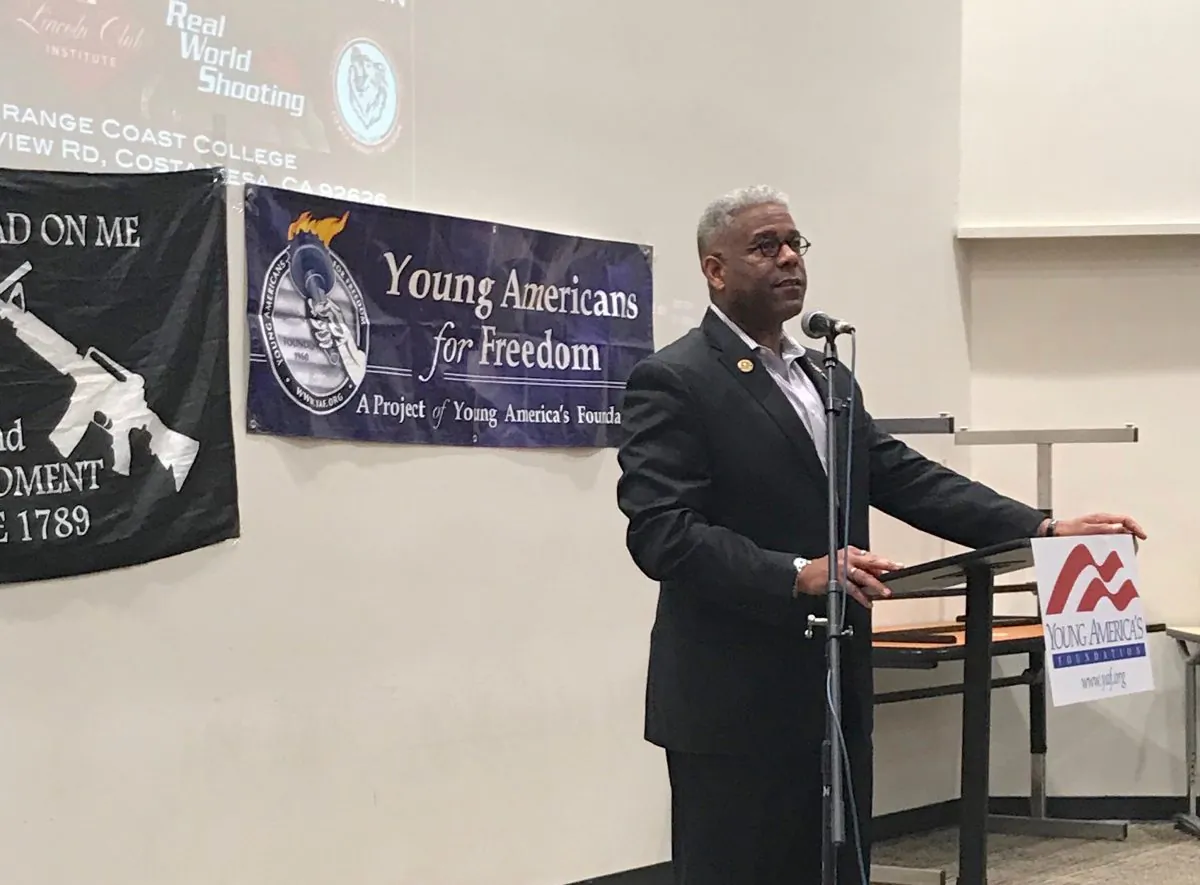 Lt. Col. Allen West before his speech on the Second Amendment at Orange Coast College in Costa Mesa, Calif., on May 1, 2019. (Ian Henderson/The Epoch Times)