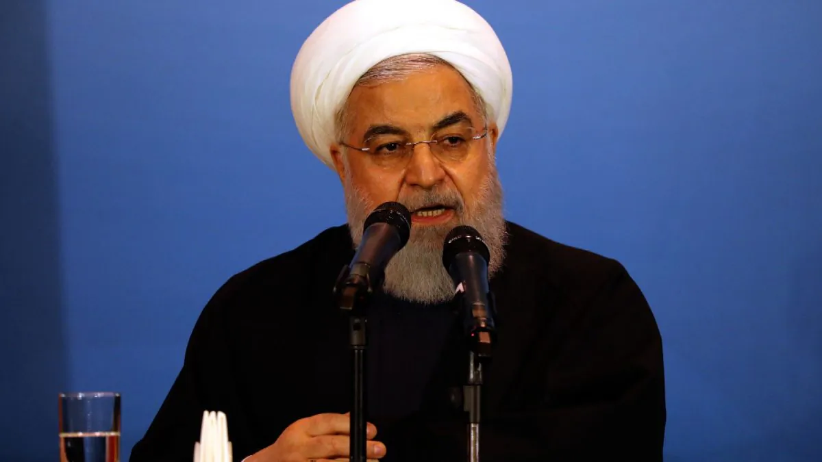 Iranian President Hassan Rouhani speaks during a meeting with tribal leaders in Kerbala, Iraq on March 12, 2019. (Abdullah Dhiaa Al-Deen/File Photo via Reuters)
