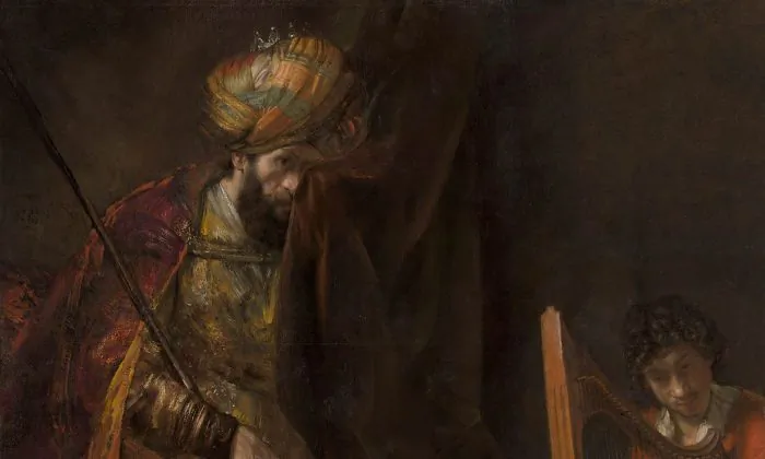 "David Plays the Harp for Saul" by Rembrandt van Rijn.