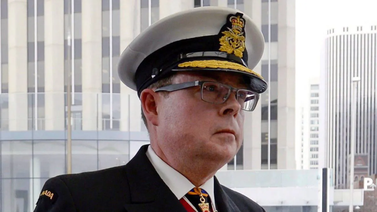 Vice-Admiral Mark Norman arrives for his first court appearance on charges of breach of trust in Ottawa on April 10, 2018. (Justin Tang/The Canadian Press)