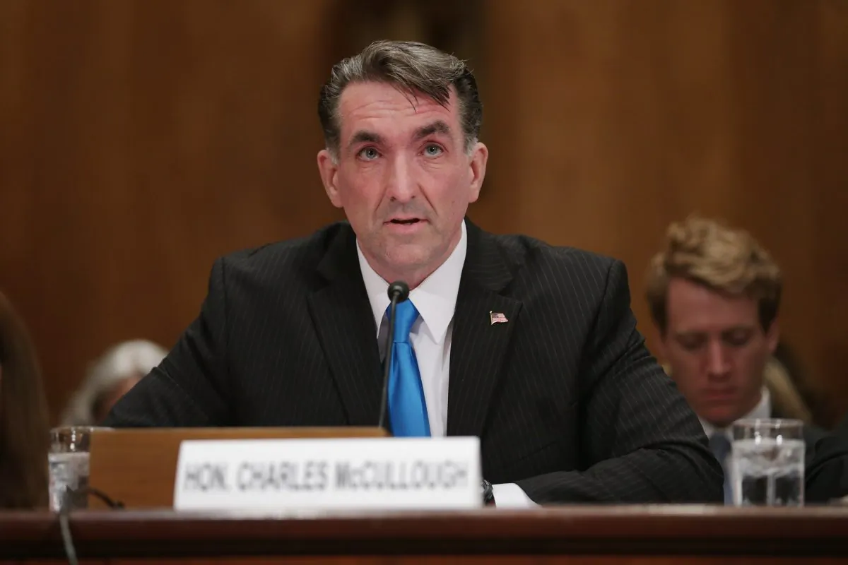 National Intelligence Community Inspector General Charles McCullough testifies before the Senate Homeland Security and Governmental Affairs Committee in Washington on April 30, 2014. (Chip Somodevilla/Getty Images)