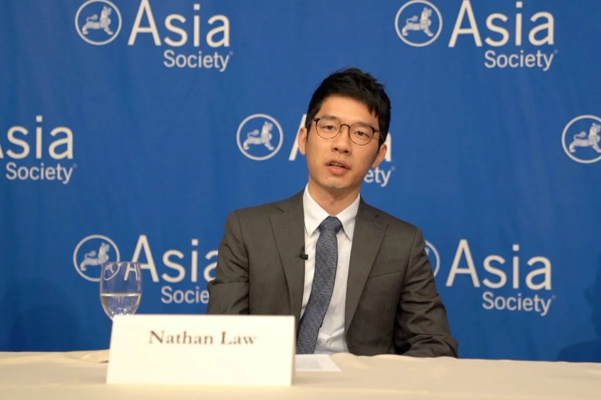 Hong Kong democracy activist Nathan Law speaks at a panel discussion on Hong Kong-mainland China relations hosted by the Asia Society in Manhattan, New York, on May 9, 2019. (NTD)