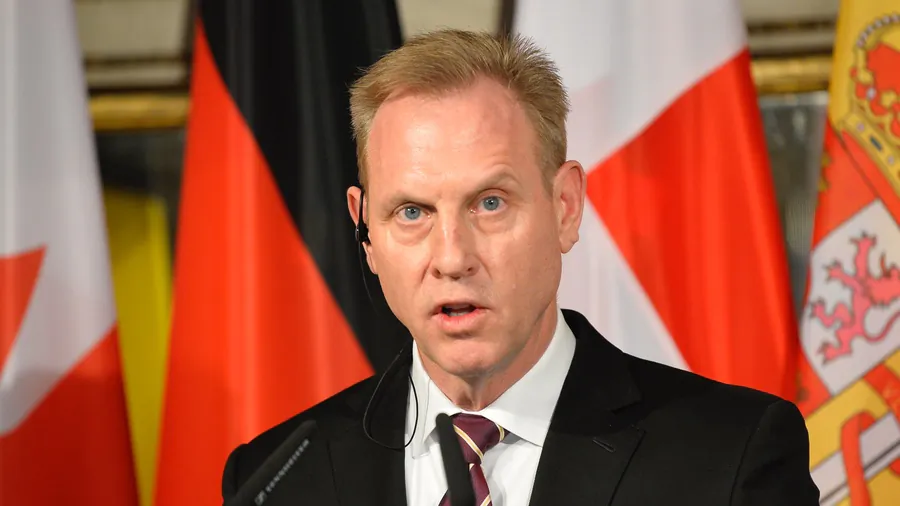 Acting Secretary of Defence Patrick M. Shanahan speaks during a joined statement with the German Defence Minister after the D-ISIS meeting of defence minsters at the Hotel Bayerischer Hof prior to the 55th Munich Security Conference (MSC) in Munich, southern Germany, on Feb. 15, 2019. (Thomas Kienzle/AFP/Getty Images)
