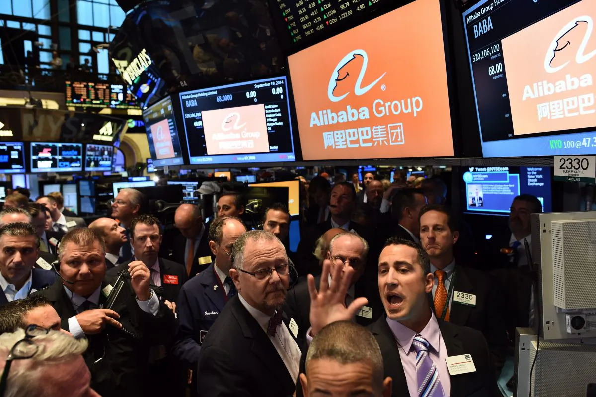 Traders wait for Chinese online retail giant Alibaba's stock to go live on the floor at the New York Stock Exchange in New York on Sept. 19, 2014.   JEWEL SAMAD/AFP/Getty Images