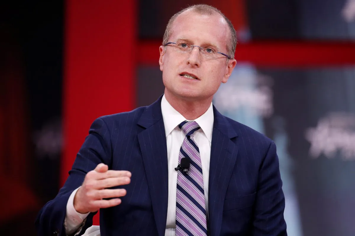 Commissioner Brendan Carr of the Federal Communications Commission speaks at the Conservative Political Action Conference (CPAC) at National Harbor, Maryland, U.S. on Feb. 23, 2018. (Joshua Roberts/Reuters)