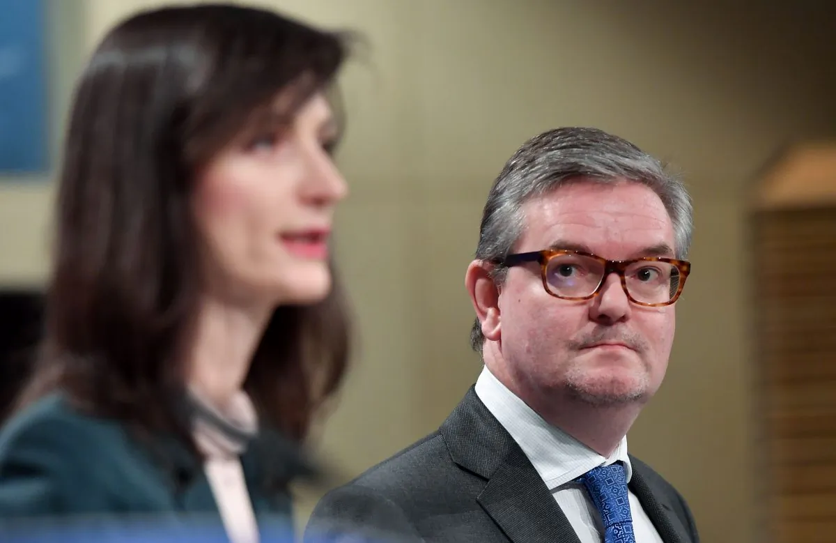 European commissioners Julian King (R) and Mariya Gabriel hold a press conference on the code of practice signed by online platforms to fight disinformation at the European Commission in Brussels on Jan. 29, 2019. (Emmanuel Dunand/AFP/Getty Images)