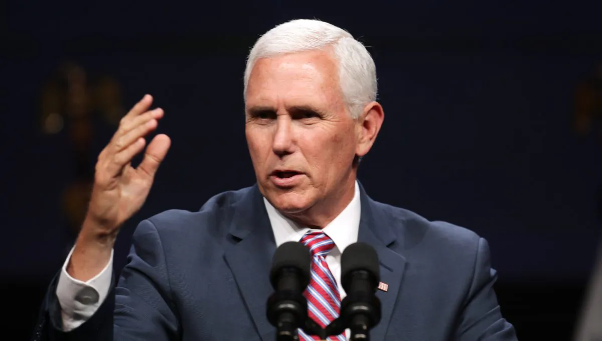 Vice President Mike Pence delivers a keynote address during Access Intelligence's Satellite 2019 Conference and Exhibition at the Walter E. Washington Convention Center in Washington on May 6, 2019.  (Photo by Chip Somodevilla/Getty Images)