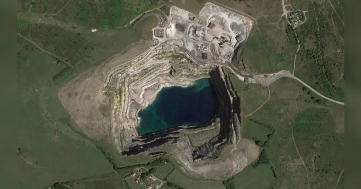Aerial view of the quarry at which 81-year-old pensioner Joy Worrall's body was found on Nov. 22, 2018. (Google Maps)