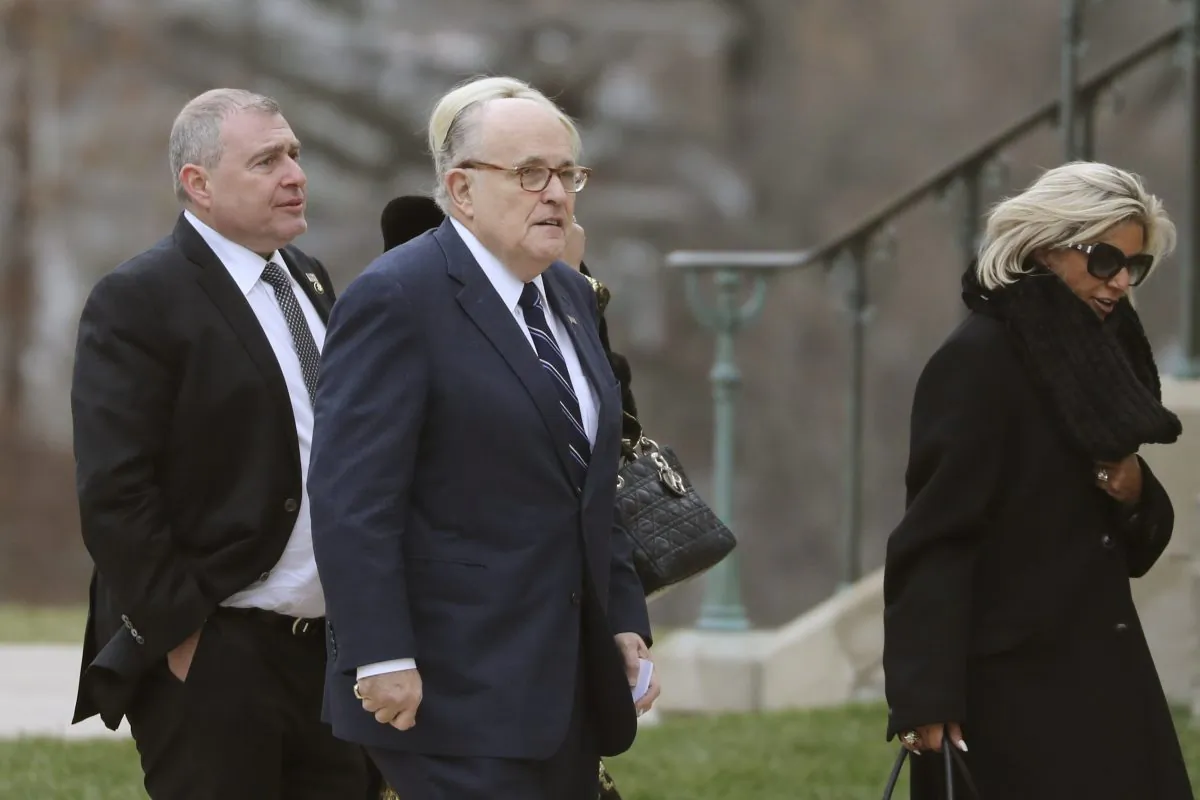 Former New York City Mayor Rudy Giuliani arrives for the funeral service for former President George H. W. Bush at the National Cathedral in Washington, on Dec. 5, 2018. (Alex Edelman/AFP)