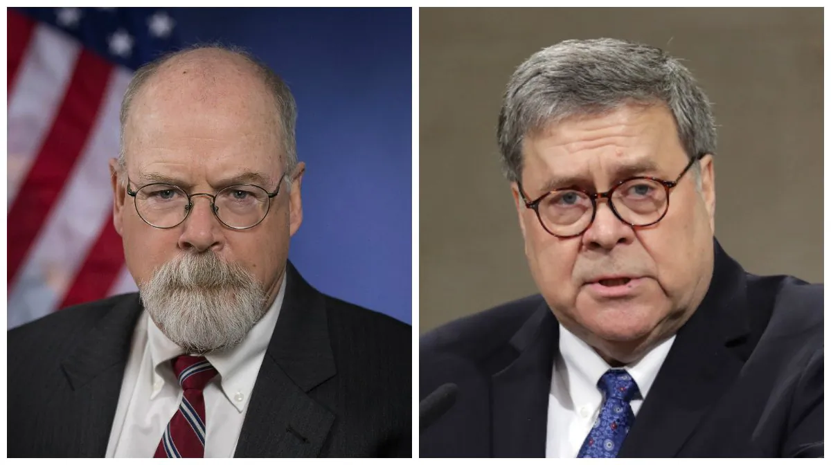 United States Attorney John Durham and Attorney General William Barr. (L-Department of Justice, R-Chip Somodevilla/Getty Images)