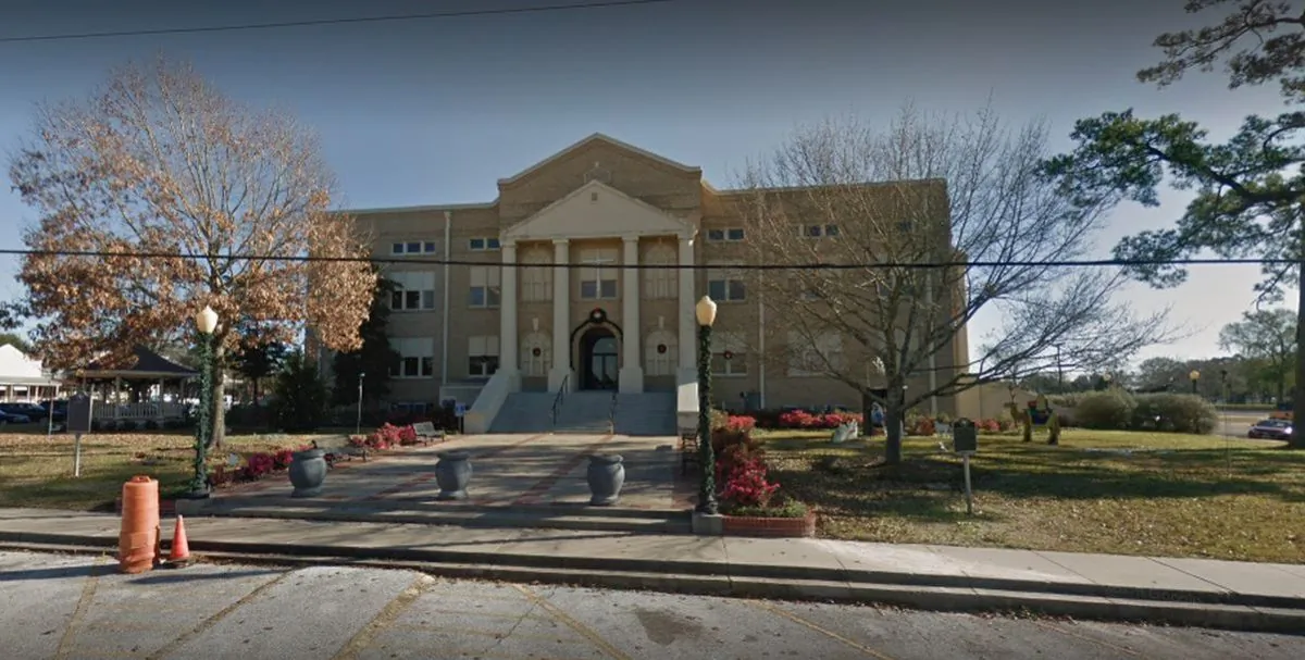 A small town near Houston, Texas, has decided to keep crosses on a county courthouse after a group demanded that they be taken down. (Google Street View)