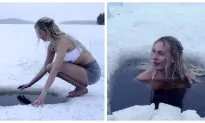 Video: Woman Takes a Chilling but Refreshing Ice Bath in Sweden