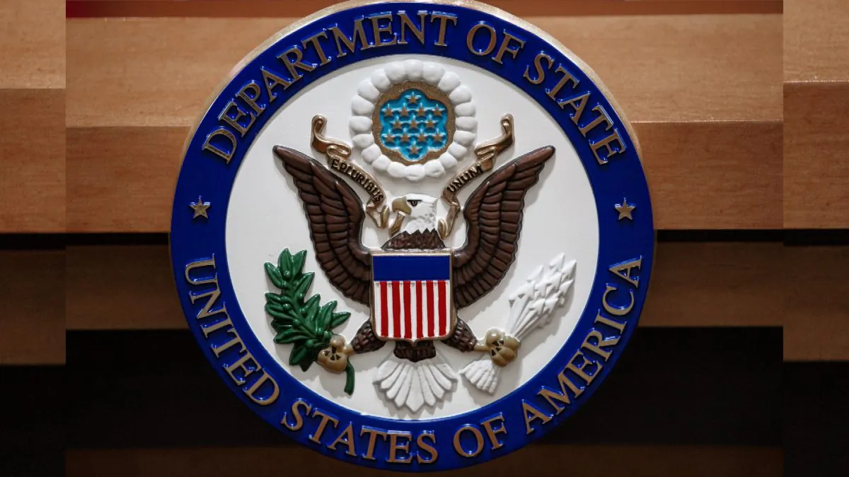The U.S. Department of State seal as seen in the State Department briefing room in Washington in 2013. (Paul J. Richards/AFP/Getty Images)