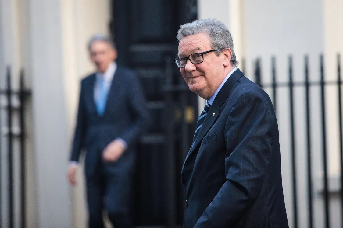 Australian High Commissioner to the United Kingdom Alexander Downer is pictured at Number 11 Downing Street in London on Jan. 24, 2017. (Jack Taylor/Getty Images)