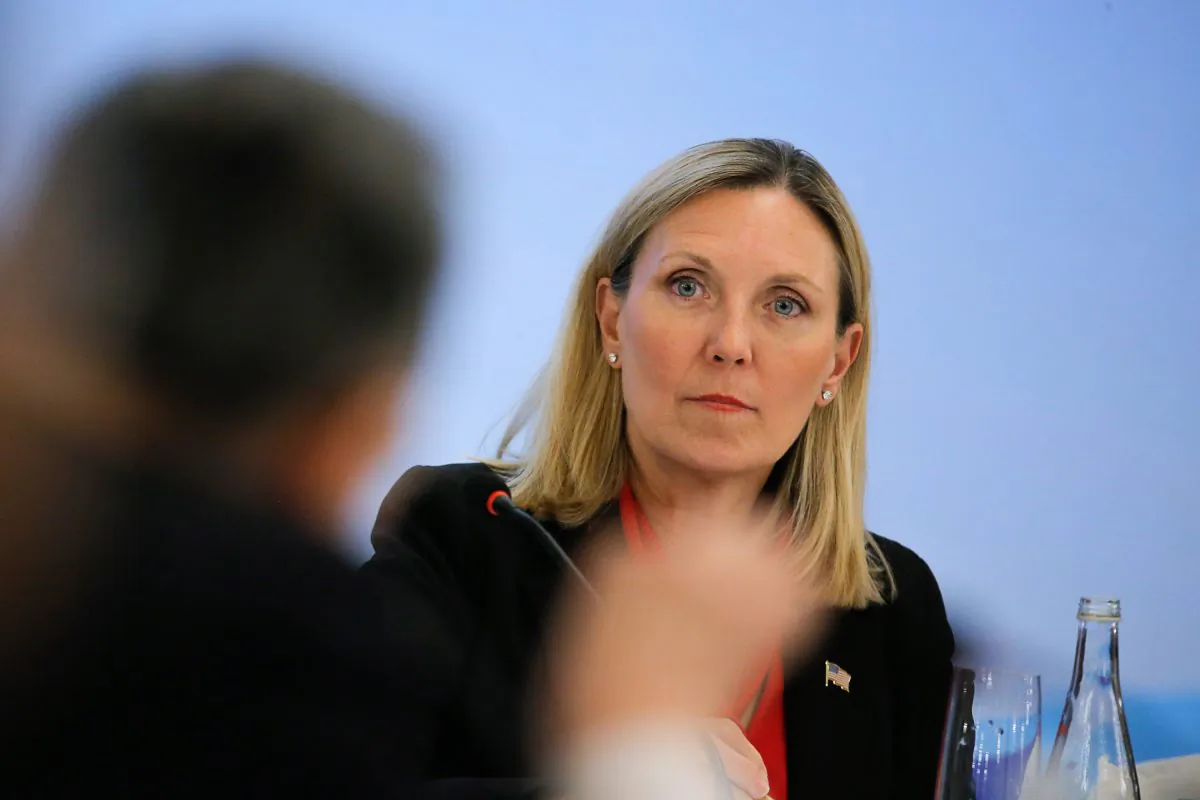 Undersecretary of State Andrea Thompson attends a panel discussion after the Treaty on the Non-Proliferation of Nuclear Weapons (NPT) conference in Beijing on Jan. 31, 2019. (Thomas Peter/AFP/Getty Images)