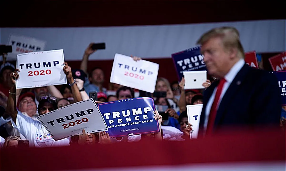 President Donald Trump arrives to a "Make America Great Again" rally at Aaron Bessant Amphitheater in Panama City Beach, Florida on May 8, 2019. (BRENDAN SMIALOWSKI/AFP/Getty Images)
