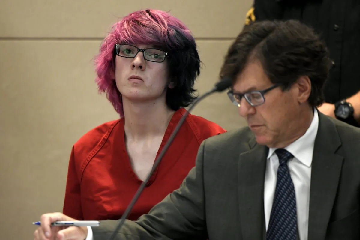 Devon Erickson appears in court at the Douglas County Courthouse , in Castle Rock, Colo., on May 15, 2019. (Joe Amon/The Denver Post via AP, Pool)