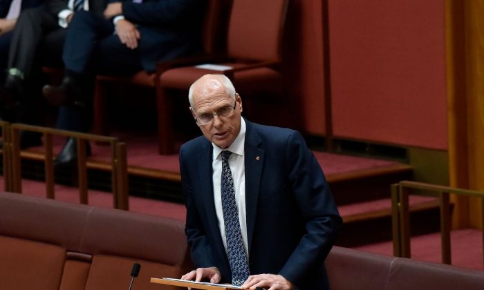 Senator Jim Molan delivers his first speech in the Australian Senate in Canberra, Australia on February 14, 2018. (Michael Masters/Getty Images)